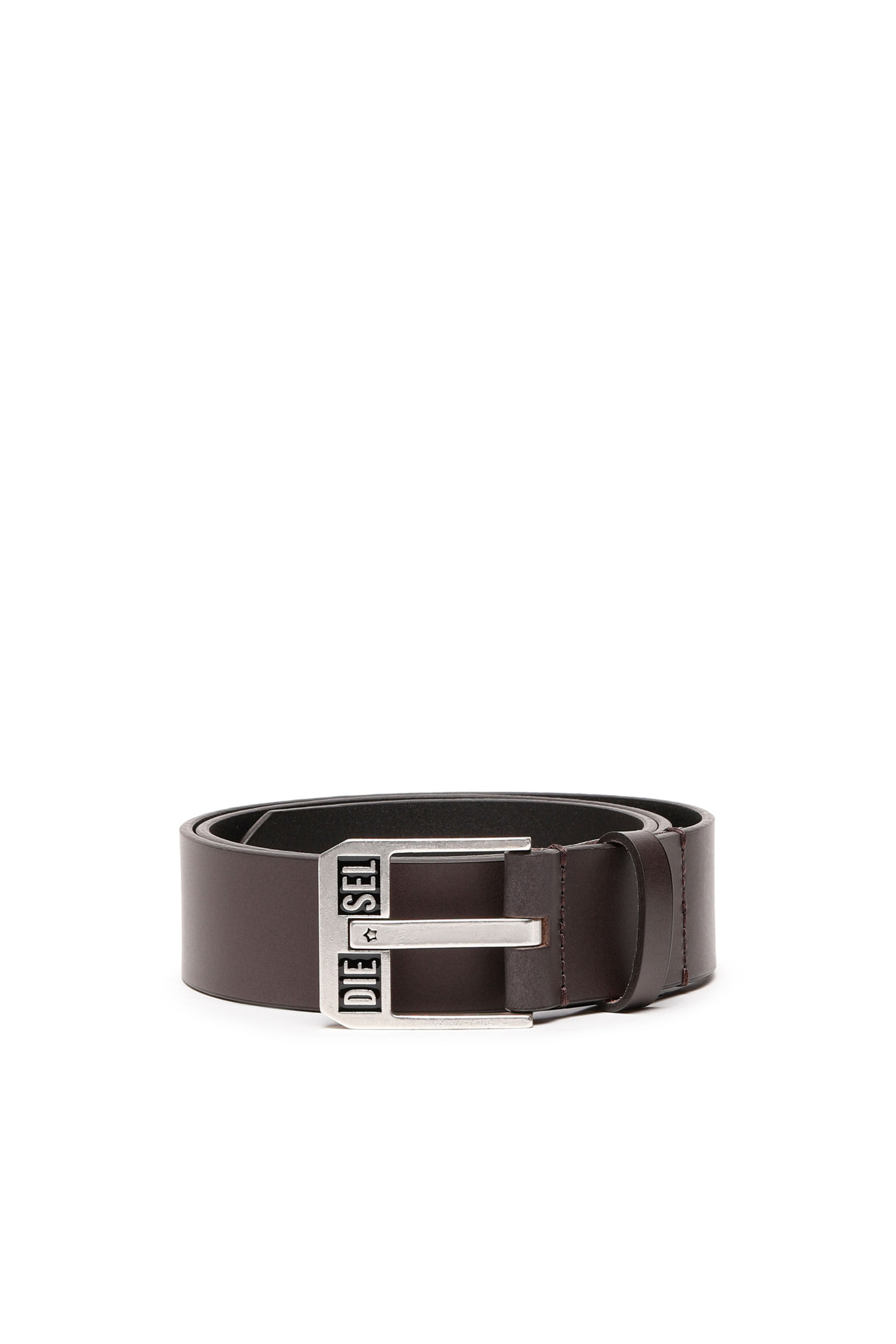 Diesel - BLUESTAR II, Man's Leather belt with star logo buckle in Brown - 1